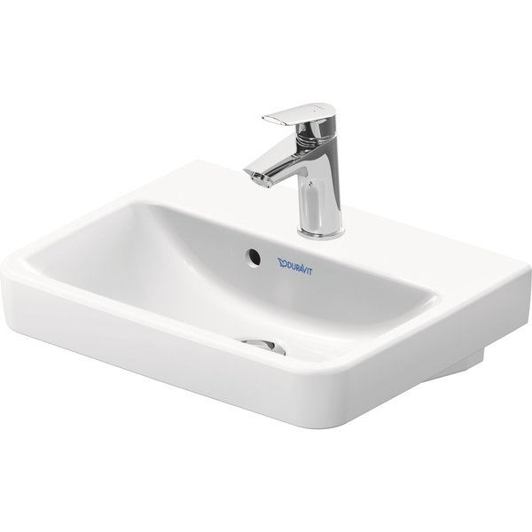 Duravit No.1 Hand Sink 17 3/4  White High Gloss, Faucet Hole Platform, Number Of Faucet Holes: 1, Overflow - 07434500002
